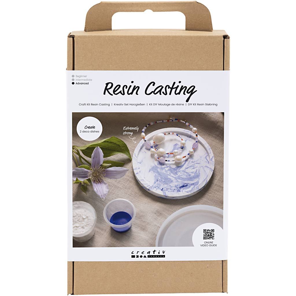 DIY Kit Resinstøbning Rund bakke med marmorering billede