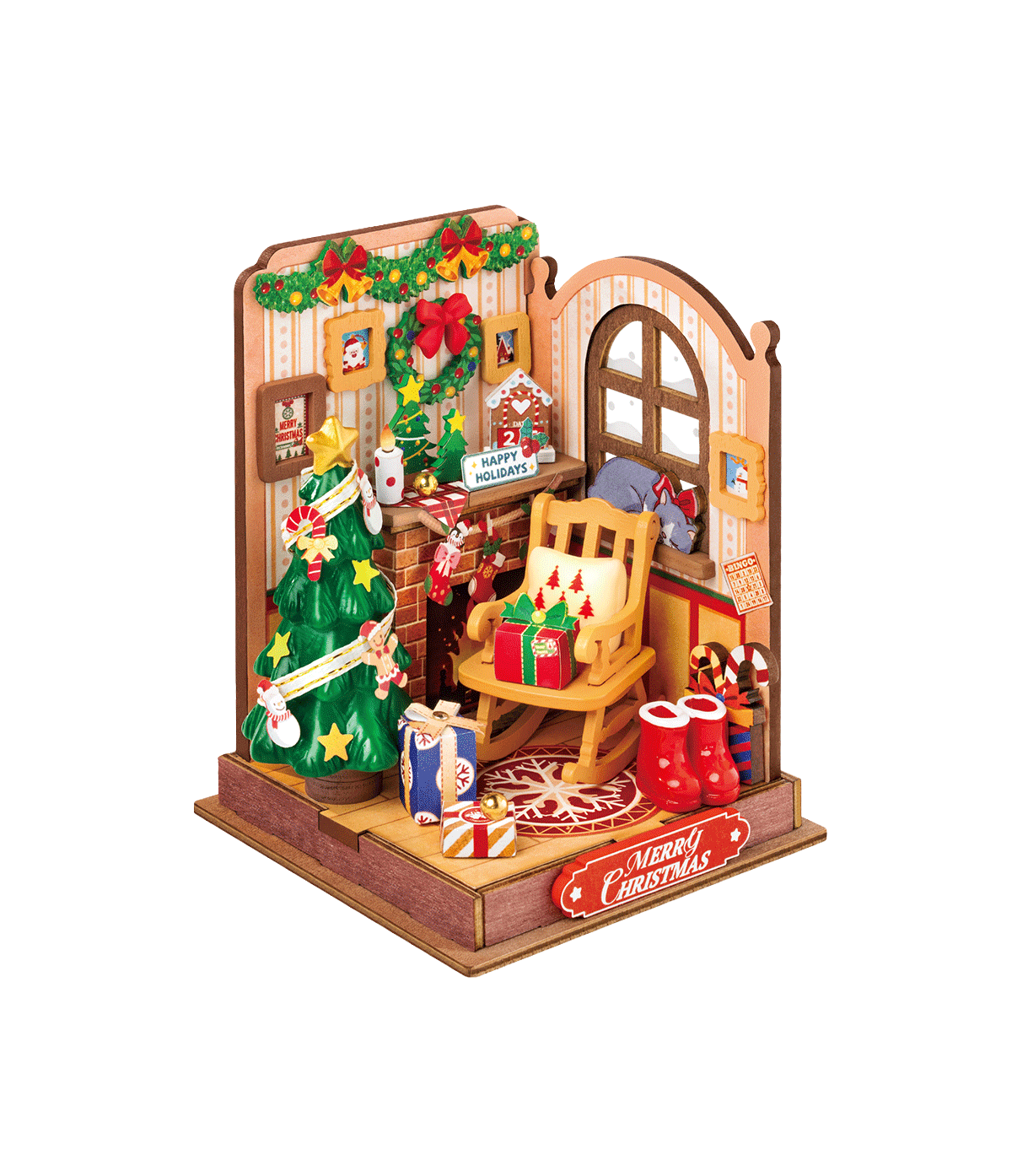 Rolife Christmas Fireplace DS041 | DIY miniature julehus